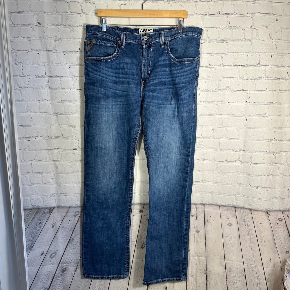Ariat Mens M-Series Straight Leg Medium Wash Denim Jeans Blue 37x31